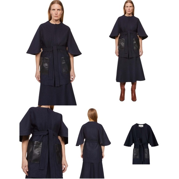 Women's Rodebjer Pinto Navy Blue Jacket Poncho – Size M/L, Elegant & Minimalist - Picture 11 of 11